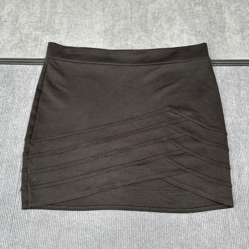 Wet Seal Black Bandage Wrap Front Mini Skirt Bodycon Clubwear Size Medium Y2K